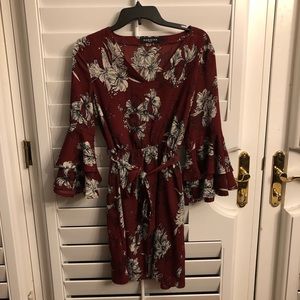 BURGUNDY FLOWER DRESS